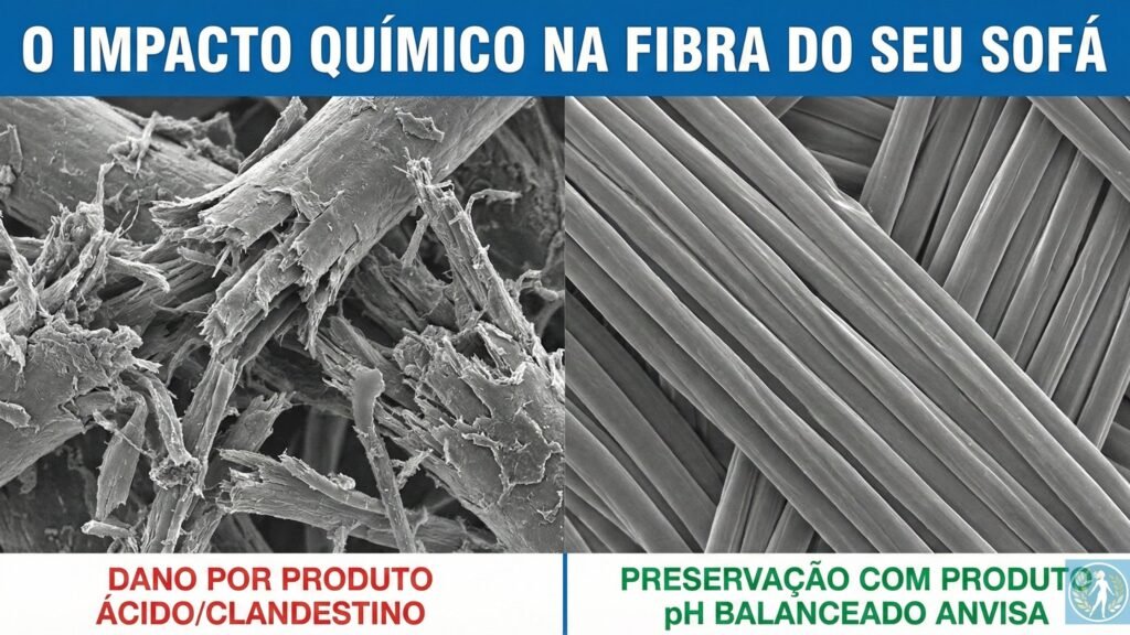 Produtos de Limpeza Aprovados pela Anvisa: Por Que Exigi-los é Questão de Saúde Pública e Não Apenas Burocracia 7 Comparativo microscópico mostrando como produtos aprovados pela Anvisa preservam as fibras do tecido enquanto produtos clandestinos causam corrosão.